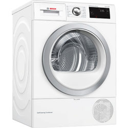 Bosch WTW87660GB Condenser Tumble Dryer with Heat Pump, 8kg Load, A+++ Energy Rating, White